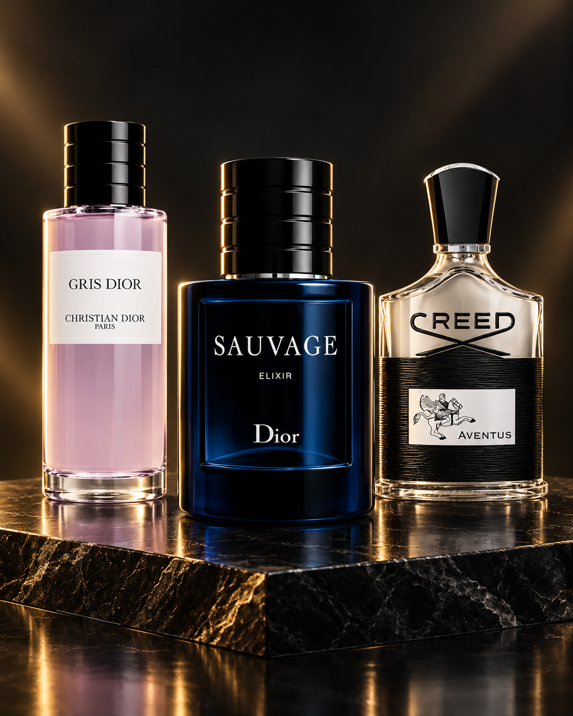 عطور Gris Dior وSauvage Elixir وCreed Aventus على منصة فاخرة